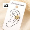 2 Bagues d'oreilles acier inox marguerite strass 0326092 doré