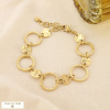 Bracelet acier inoxydable anneaux martelé graphique 0226099 doré