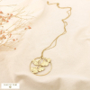 Collier acier inoxydable ajouré feuilles ginkgo 0126108 doré