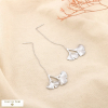 Boucles d’oreilles acier inoxydable pendantes ginkgo 0326085 argenté