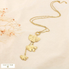 Collier sautoir acier inoxydable feuilles ginkgo 0126103 doré