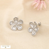 Boucles d’oreilles acier inoxydable texturé fleur 0326089 argenté