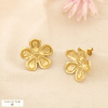 Boucles d’oreilles acier inoxydable texturé fleur 0326089 doré