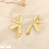 Boucles d’oreilles XXL fleur martelée acier inox. 0326116 doré