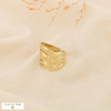 Bague ouverte acier design structuré contemporain 0426043 doré