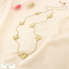 Collier sautoir fleurs acier inoxydable texturé 0126110 doré