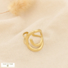 Bague ajustable acier inox ajouré ovale organique 0426040 doré
