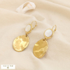 Boucles d’oreilles pendantes acier martelé nacre 0326082 doré
