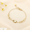 Bracelet acier inoxydable ajouré nacre maillon ovale 0226055 doré