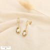 Boucles d’oreilles acier inox ajouré nacre ovale 0326061 doré
