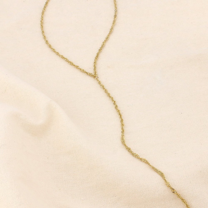 Collier forme Y acier inoxydable maille torsadée 0126104 doré
