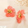 Boucles d’oreilles XXL résine marbré méga fleur 0326103 rouge corail
