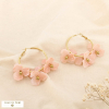 Boucles d’oreilles créoles acier résine marbré fleur 0326113 rose nude