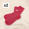 2 paires chaussettes à paillettes message DIVA 0626004 rouge corail