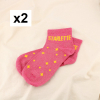 2 paires chaussettes socquettes paillettes STARLETTE 0626026 rouge corail