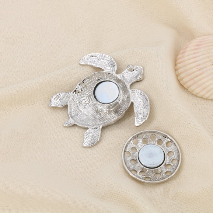 Broche aimantée tortue métal émaillé strass 0526045 multi