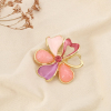 Broche aimantée fleur métal émaille résine strass 0526046 rose