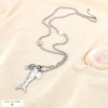 Collier sautoir acier marin perles poissons billes 0126014 argenté
