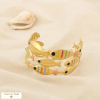 Bracelet manchette acier marin émail poissons 0226106 vert aqua