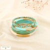 Lot de 4 bracelets jonc acier inox résine marbré 0226122 vert aqua