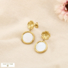 Boucles d’oreilles acier inoxydable nacre floral 0326053 blanc