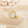 Bague ajustable acier inoxydable nacre goutte bille 0426011 blanc