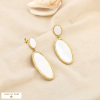 Boucles d’oreilles pendantes acier inox nacre ovale 0326052 blanc