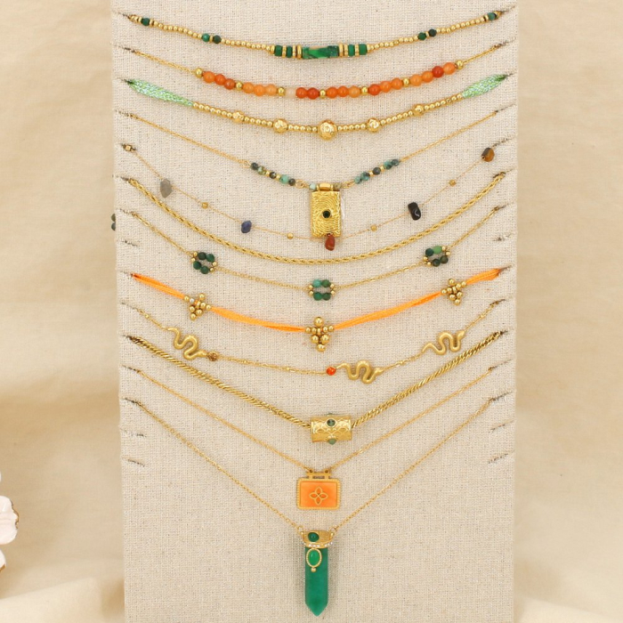 Ensemble 12 colliers acier inoxydable pierre strass 0126172 multi