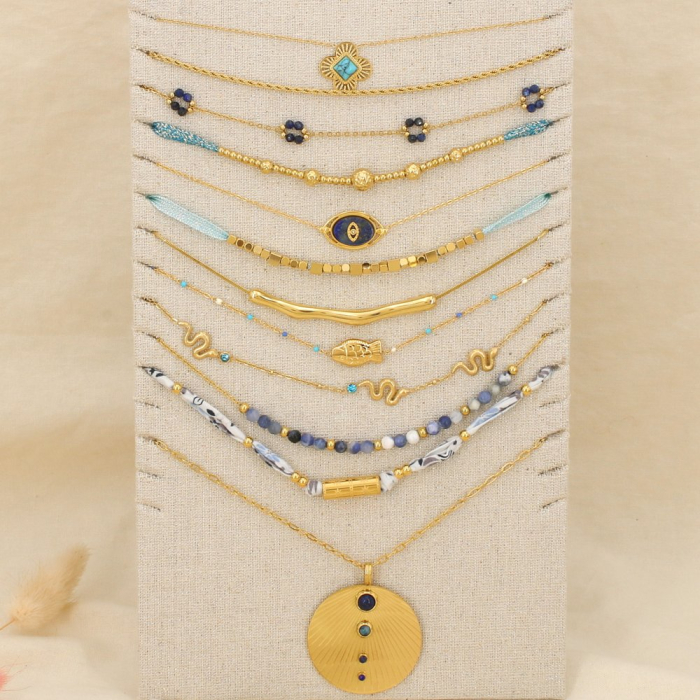 Ensemble 12 colliers acier inoxydable nuance bleu 0126173 bleu foncé