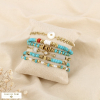 Ensemble 6 bracelets acier inoxydable nacre pierre 0226155 bleu turquoise