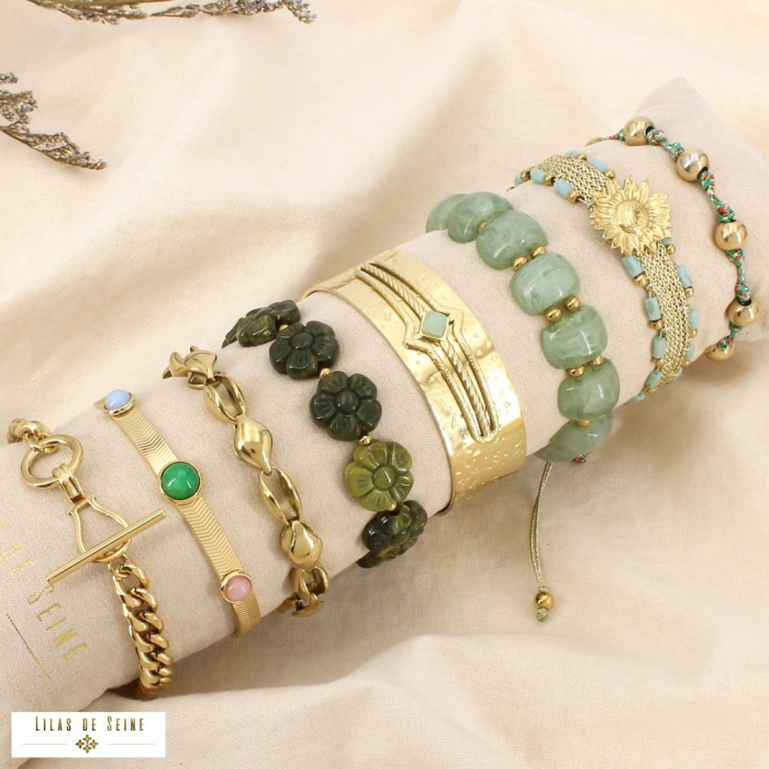 Ensemble 8 bracelets acier inoxydable nuance vert 0226127 vert foncé