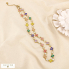 Collier acier inoxydable strass trèfles multicolores 0126127 multi