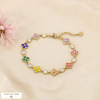 Bracelet acier inox strass trèfles multicolores 0226108 multi