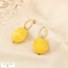 Boucles d’oreilles acier inoxydable résine marbrée 0326121 jaune