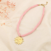 Collier acier inox cordon polyester soleil texturé 0126177 rose clair