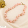 Collier acier inoxydable tube résine marbrée cristal 0126137 rose nude