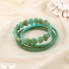 Lot de 3 bracelets jonc coeur acier résine marbré 0226123 vert aqua