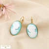 Boucles d’oreilles camée acier inoxydable résine 0326109 bleu turquoise