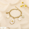 Bracelet acier breloque soleil coquillage trèfle 0226092 blanc