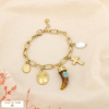 Bracelet acier corne résine croix oeil perle pierre 0226093 taupe