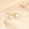 Boucles d’oreilles acier inox perle acrylique goutte 0326004 doré