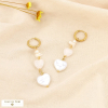 Boucles d’oreilles acier inox perle acrylique coeur 0326127 blanc