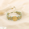 Bracelet coulissant fleur métal cristal polyester 0226021 vert aqua