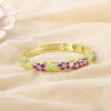 Bracelet jonc ouvrable floral métal émail strass 0226207 violet