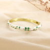 Bracelet jonc ouvrable floral métal émail strass 0226208 blanc