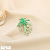 Broche pin's corail acier émail perle acrylique 0526008 vert