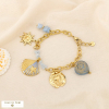 Bracelet acier coquillage cœur soleil papillon perle 0226043 bleu ciel