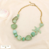 Collier acier résine marbrée cœur étoile de mer 0126064 vert