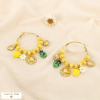 Boucles d’oreilles créoles pampilles acier résine 0326041 jaune