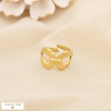 Bague ouverte acier inoxydable design sculptural 0426003 doré